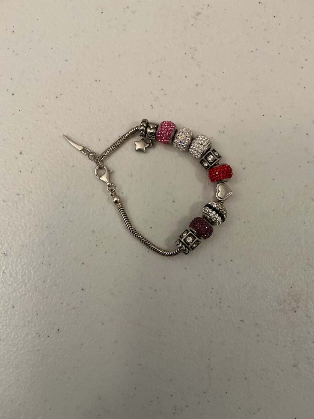 Charmed Memories Sterling Silver Crystal Bead Charm Bracelet